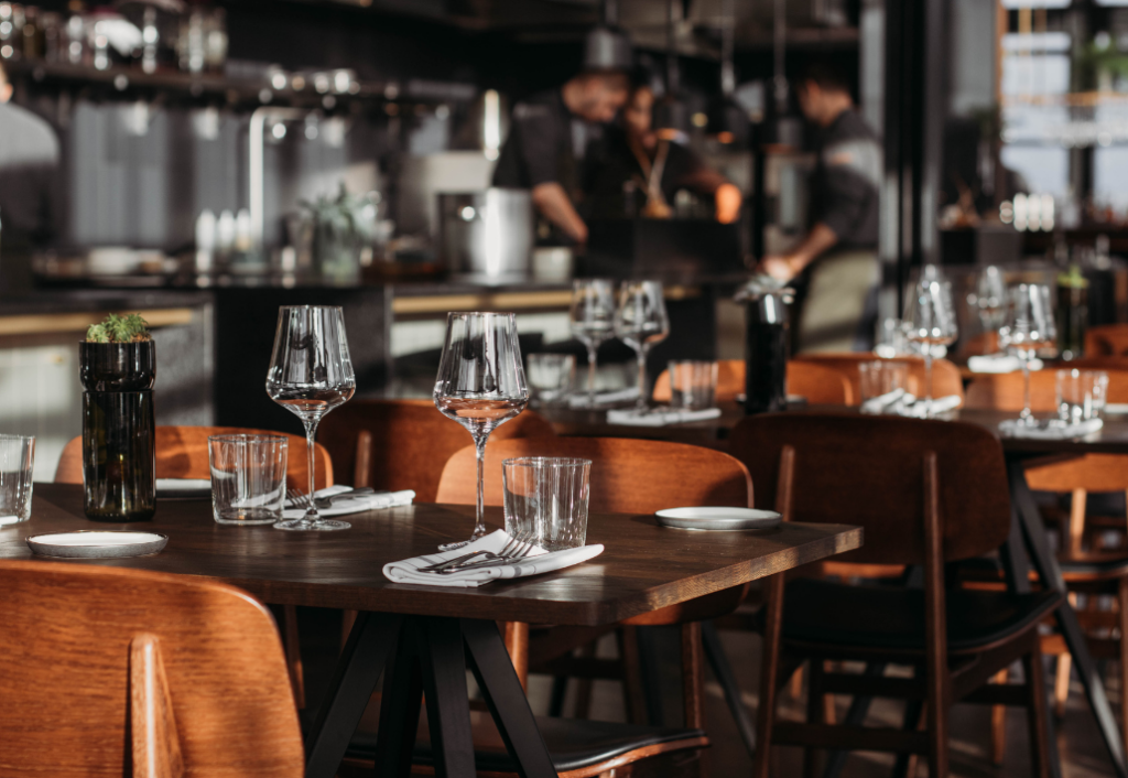 A picture of the interior of a restaurant